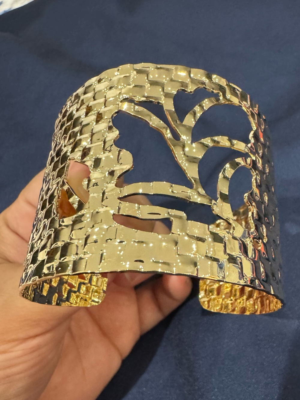 Gold Cutout Wide Cuff Bracelet